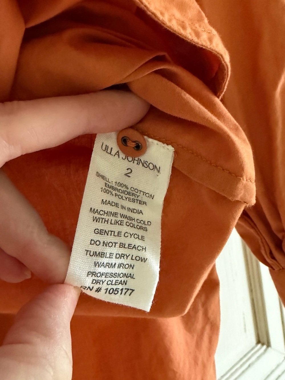 Ulla Johnson Embroidered Orange Tunic Blouse - Picture 5 of 5